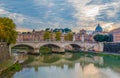 View of St. PeterÃ¢â¬â¢s Basilica over Tiber at sunset Royalty Free Stock Photo